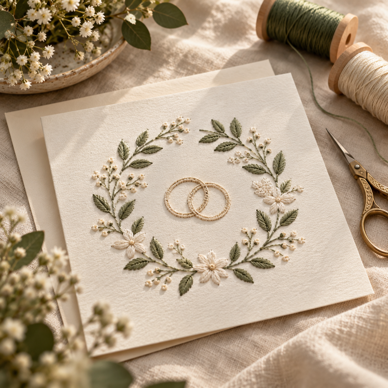 Diseño para casamiento y ceremonias bordado sobre papel